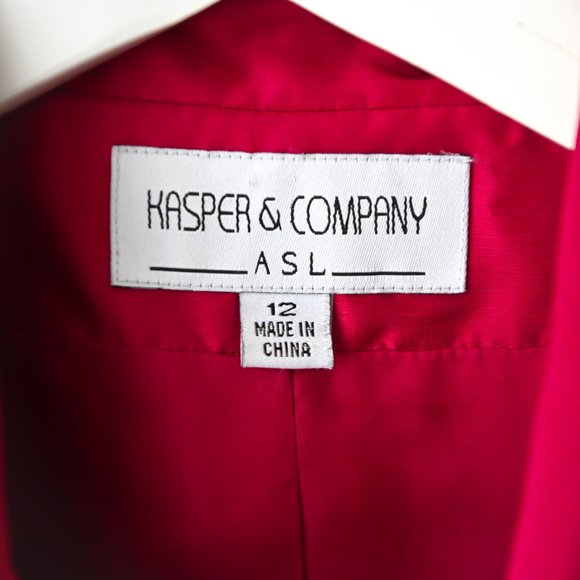 KASPER & COMPANY ASL Burgundy Silk Long Sleeve Jacket - Size 12 - Picture 5 of 8